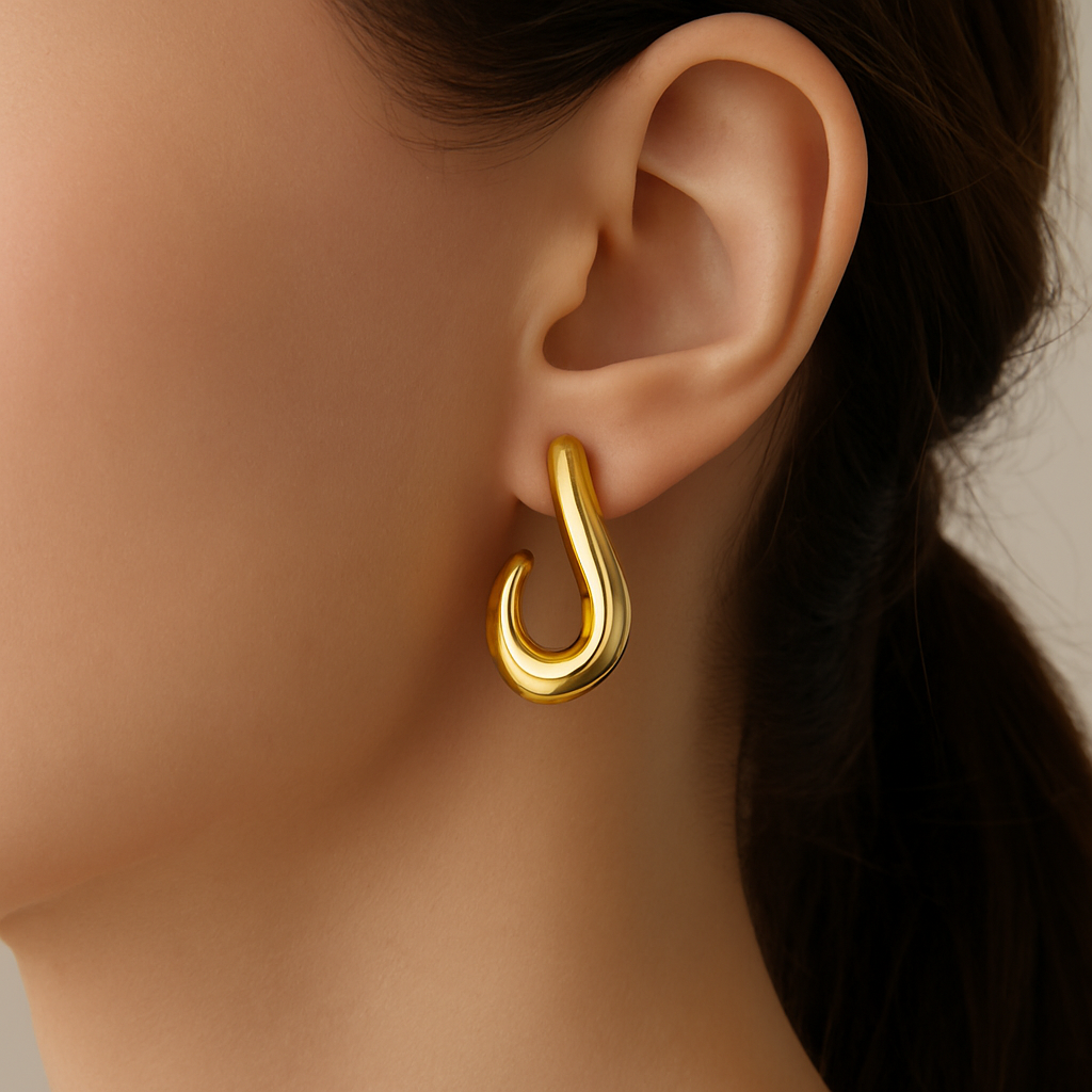 Stainless Steel Sculptural Hoop Earrings