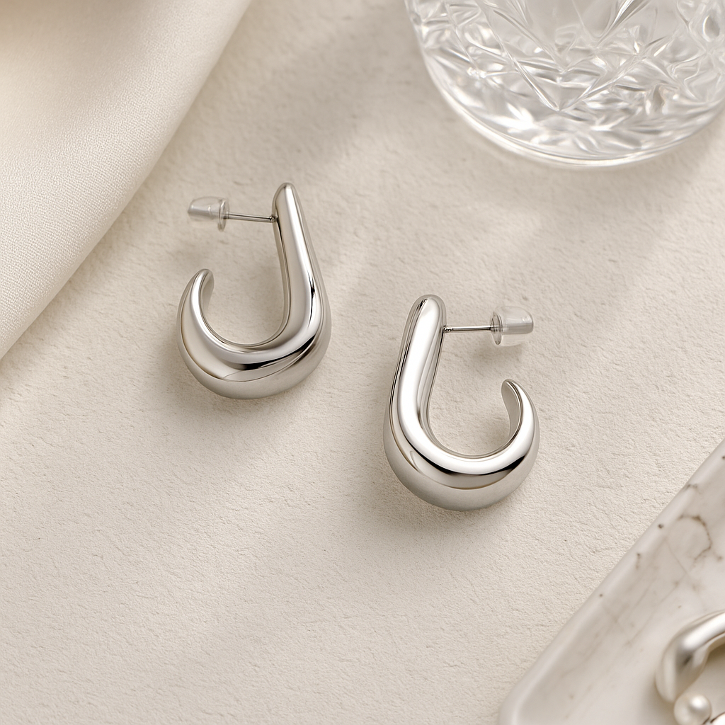 Stainless Steel Sculptural Hoop Earrings