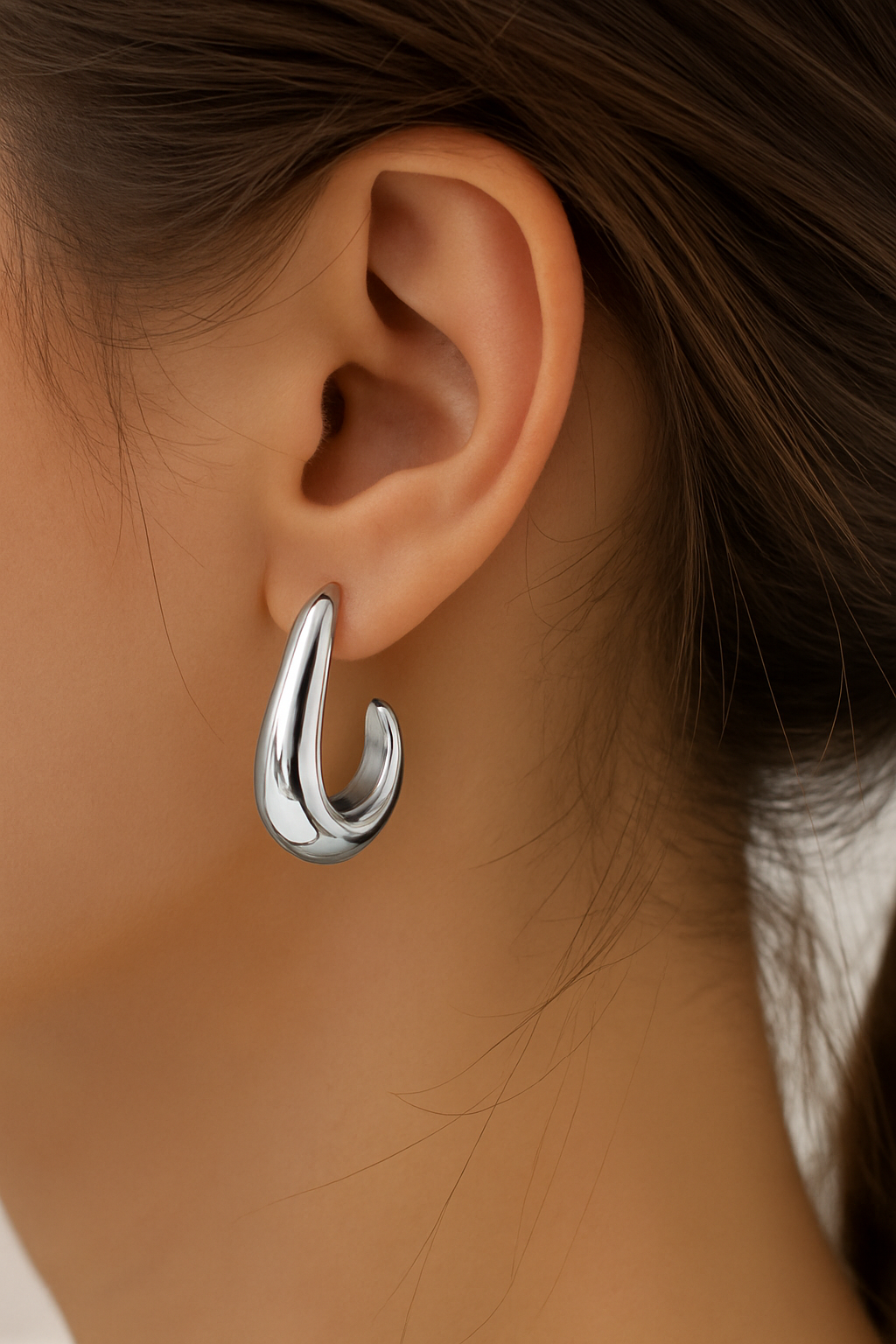 Stainless Steel Sculptural Hoop Earrings
