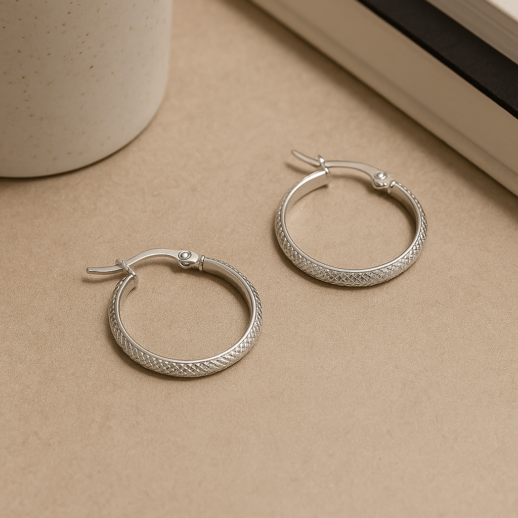 Textured Thin Stainless Steel Hoops