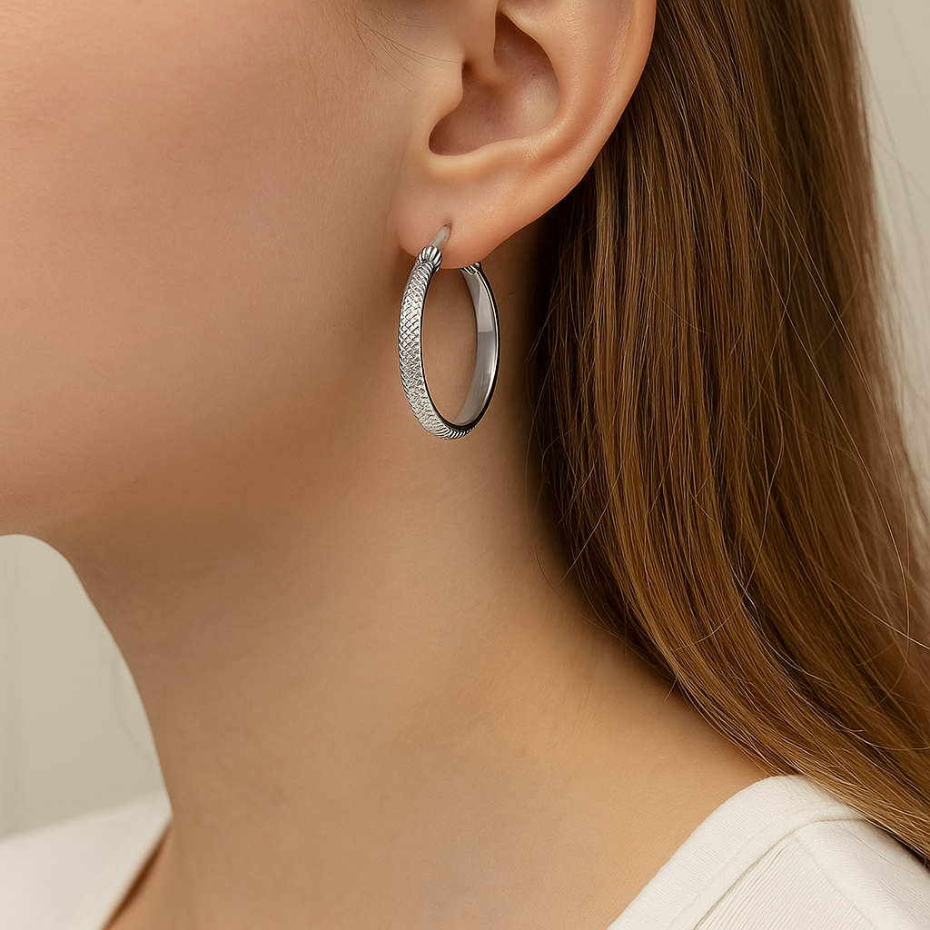 Textured Thin Stainless Steel Hoops