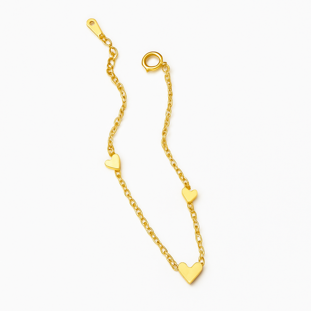Gold-Plated Stainless Steel Heart Bracelet