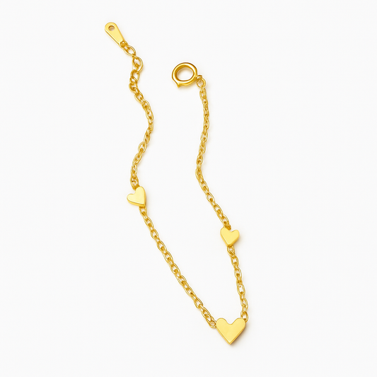 Gold-Plated Stainless Steel Heart Bracelet