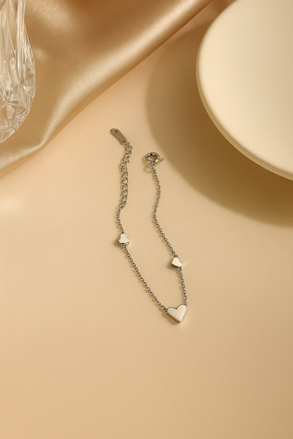 Gold-Plated Stainless Steel Heart Bracelet