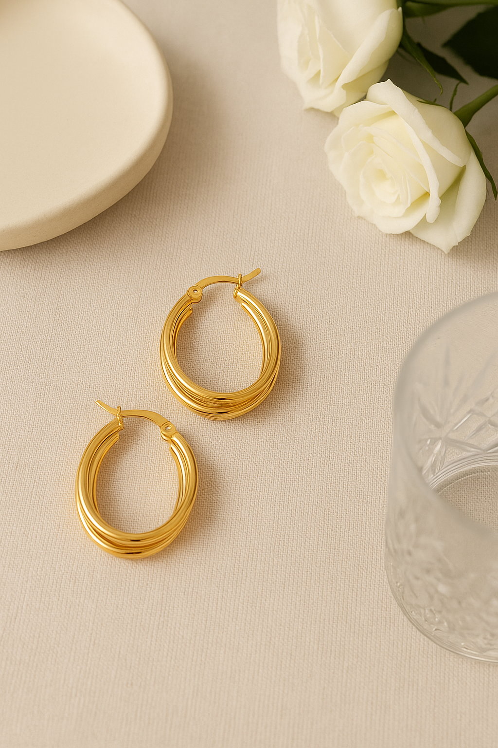 Triple-Hoop Stainless Steel Earrings
