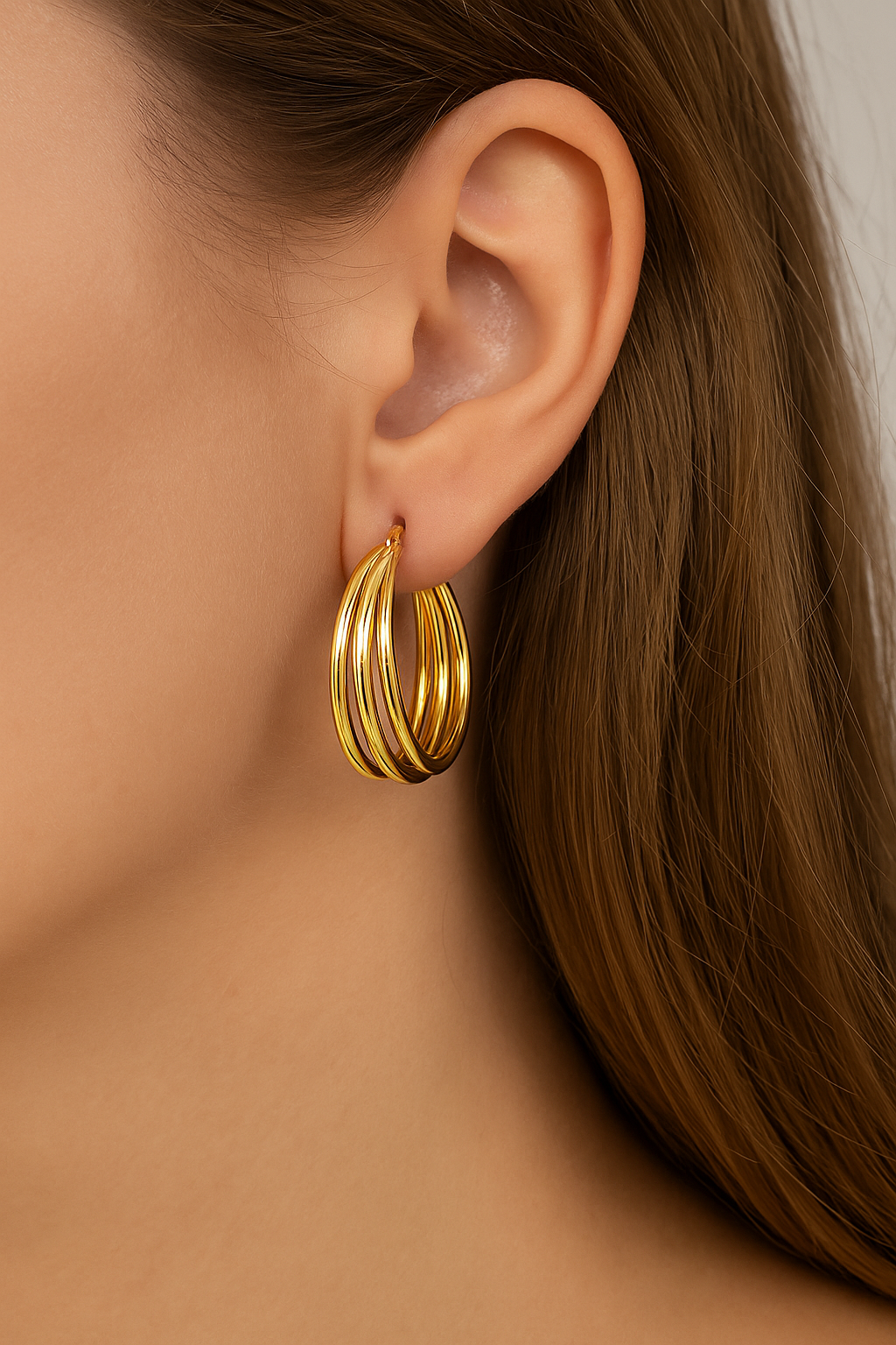 Triple-Hoop Stainless Steel Earrings