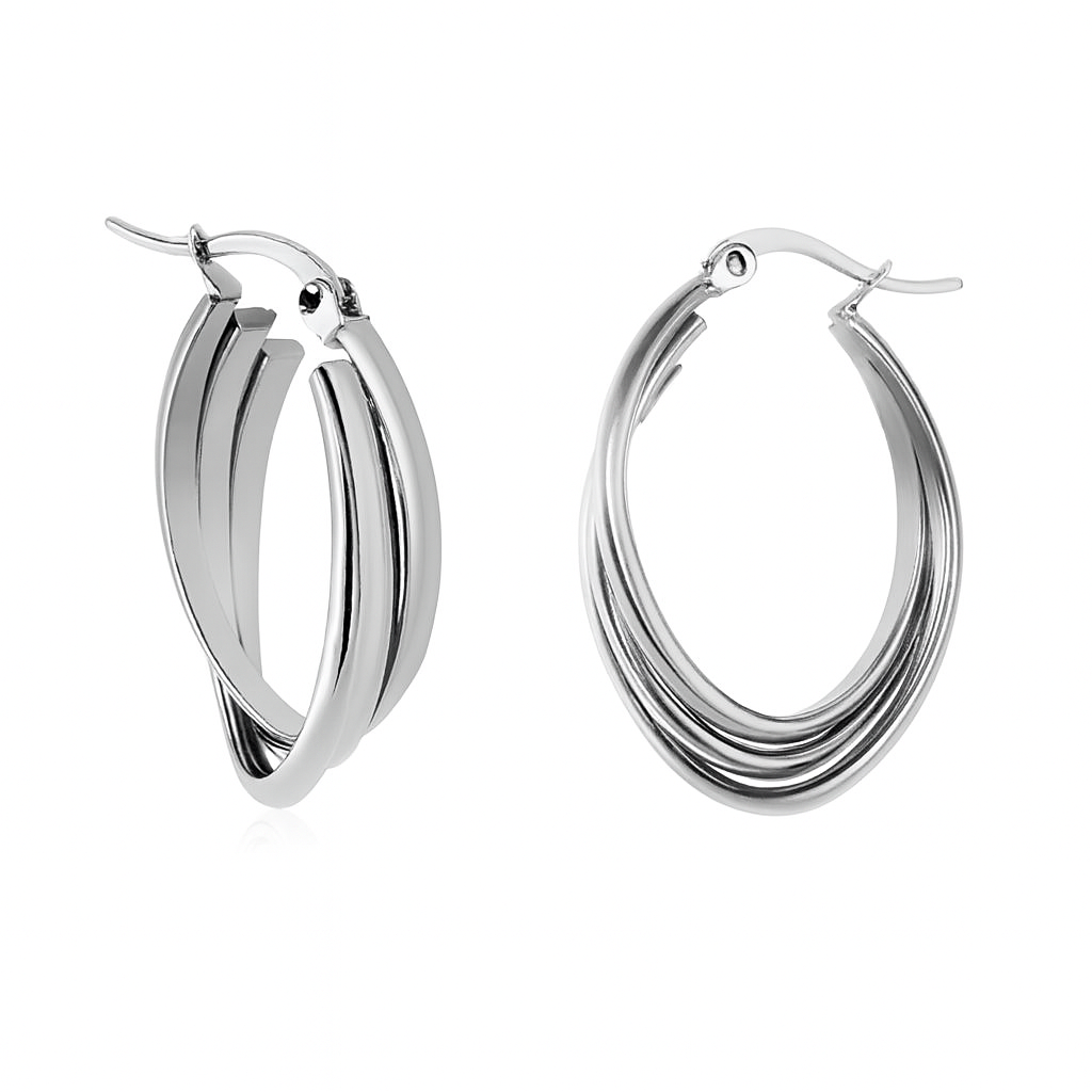 Triple-Hoop Stainless Steel Earrings