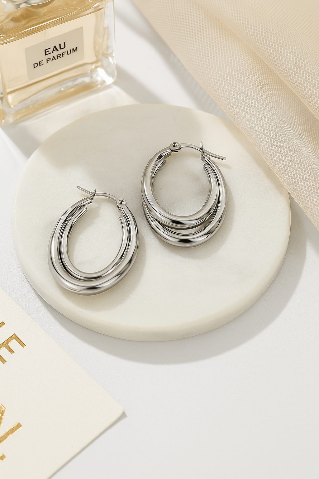 Triple-Hoop Stainless Steel Earrings