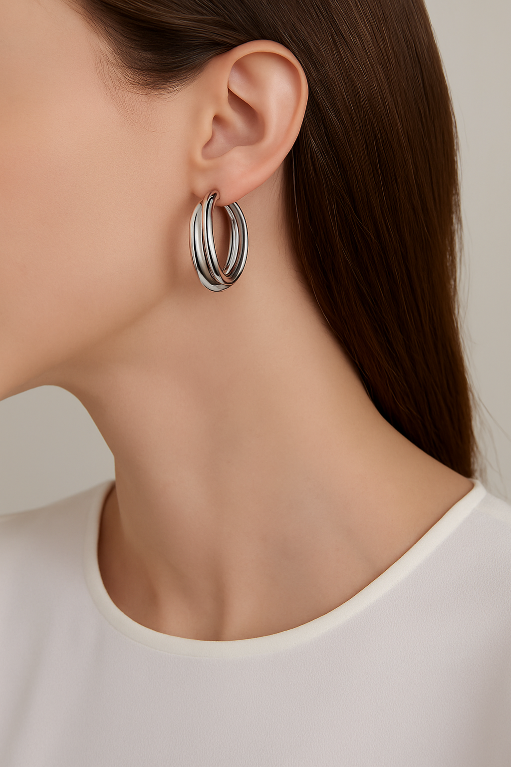 Triple-Hoop Stainless Steel Earrings