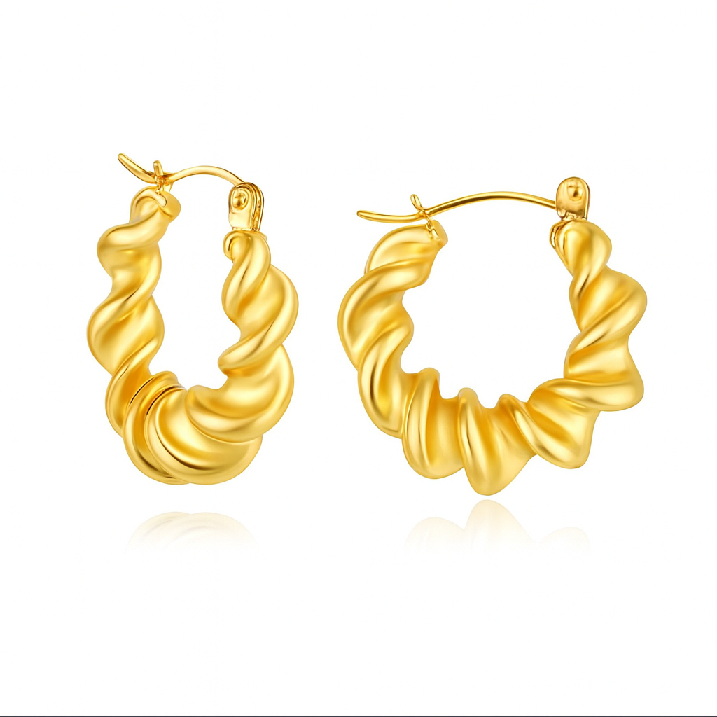Twisted Gold Hoop Earrings