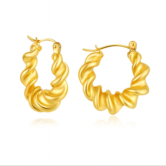Twisted Gold Hoop Earrings