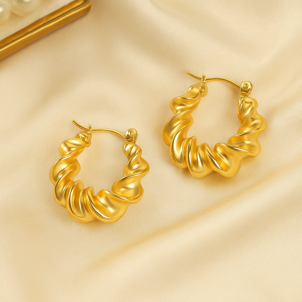 Twisted Gold Hoop Earrings