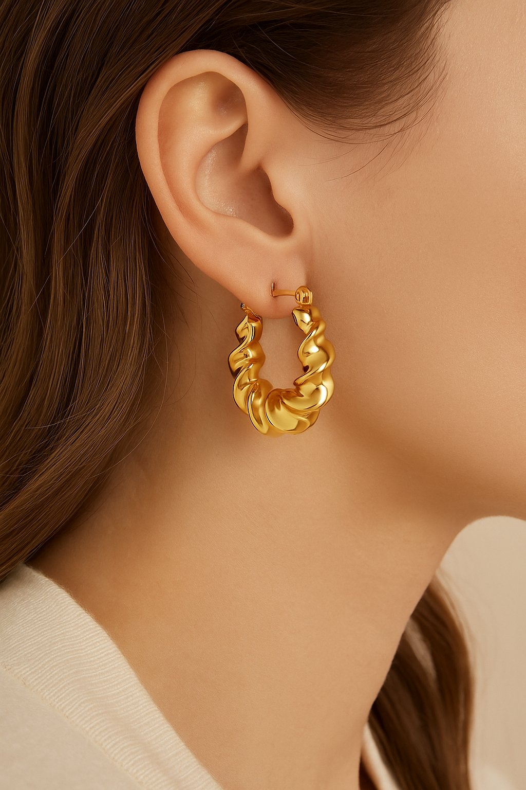 Twisted Gold Hoop Earrings