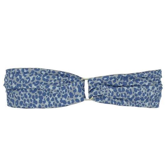 Gold Accent Twist Turban - Jaguar Tan + Periwinkle