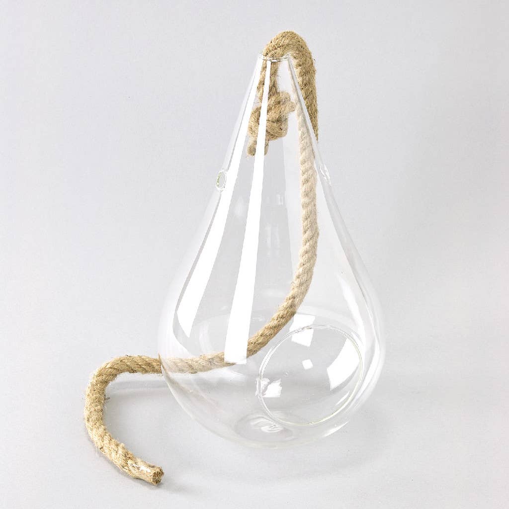 Rope Hanging Glass Drop Vase M