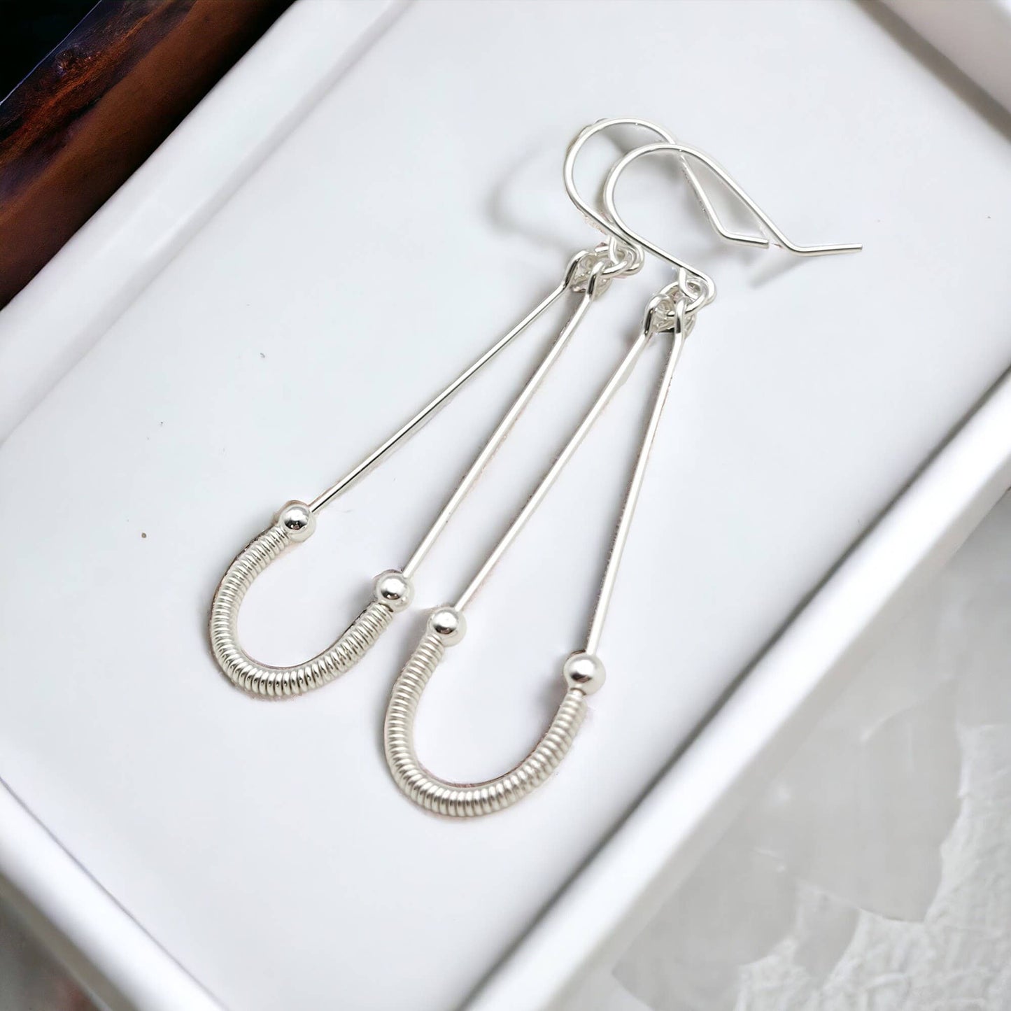 Modern Sterling Silver Coil Hoop Earrings