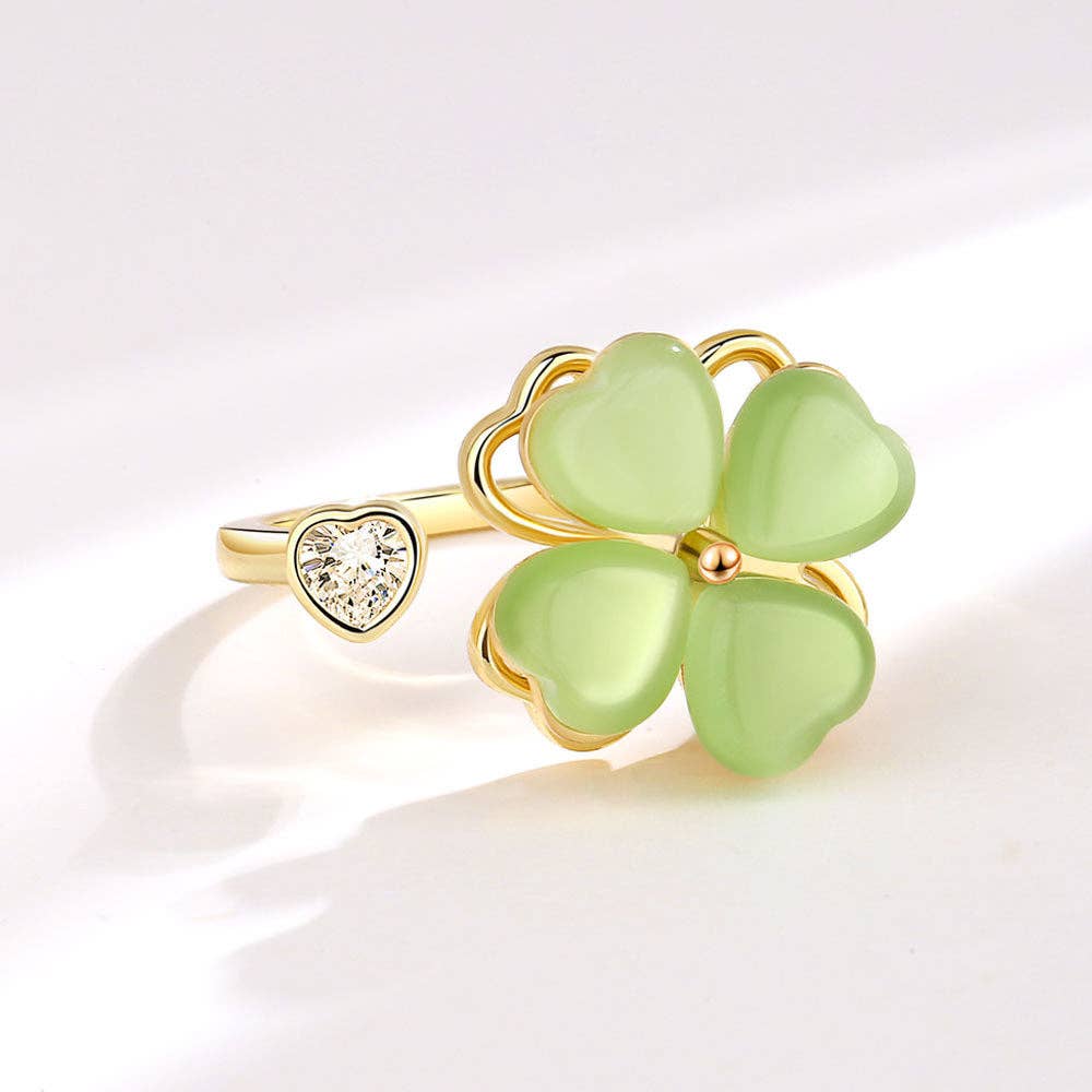 Four Leaf Clover Fidget Spinner Ring in Solid Copper