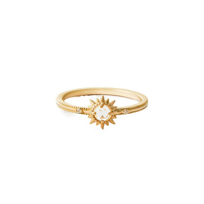 Dainty Gold Sun Stacking Band Ring in 925 Sterling Silver