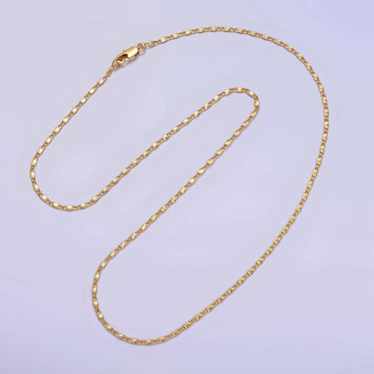 18"/20"Gold Filled 1.5mm Sunburst Unique Link Chain Necklace