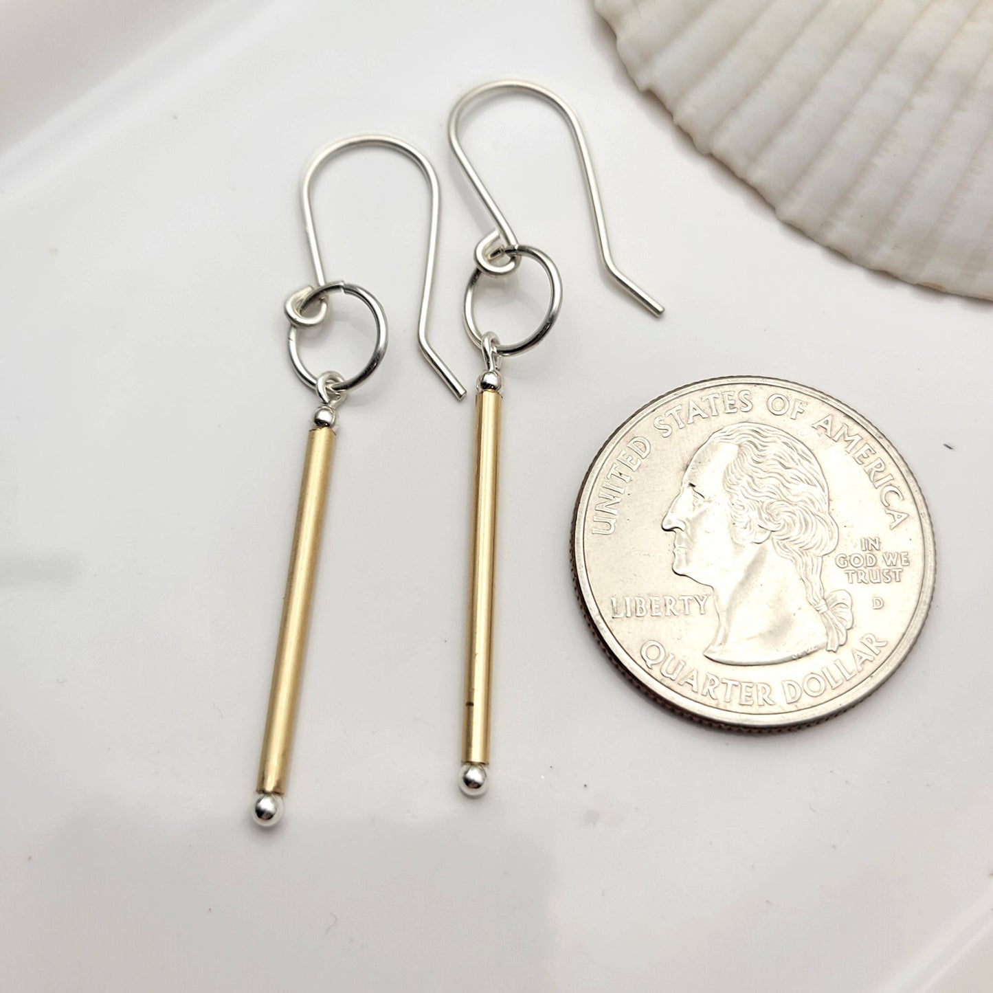 Gold Bar Dangle Earrings