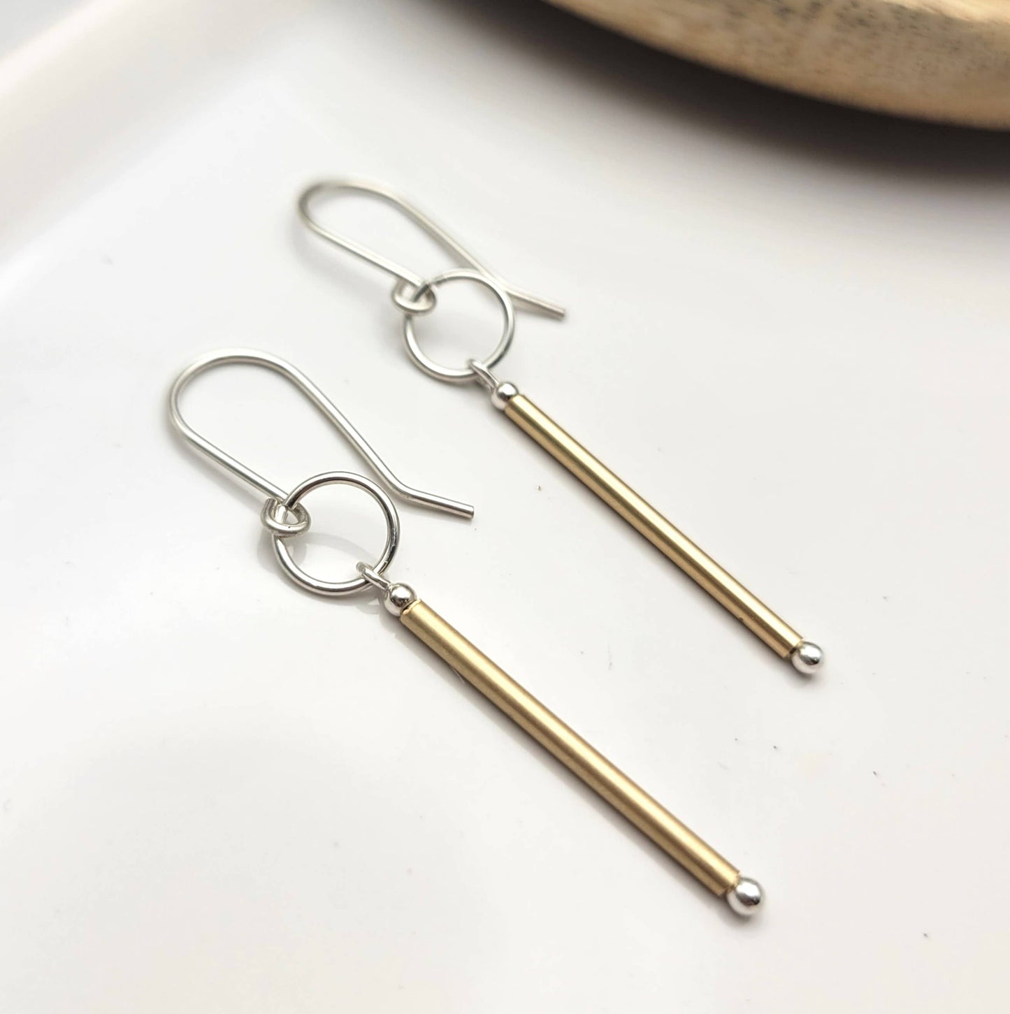 Gold Bar Dangle Earrings