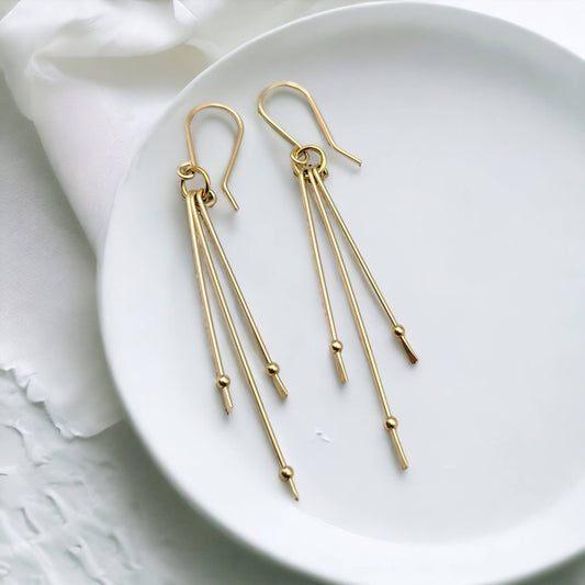 Long Gold Dangle Earrings - Modern Style