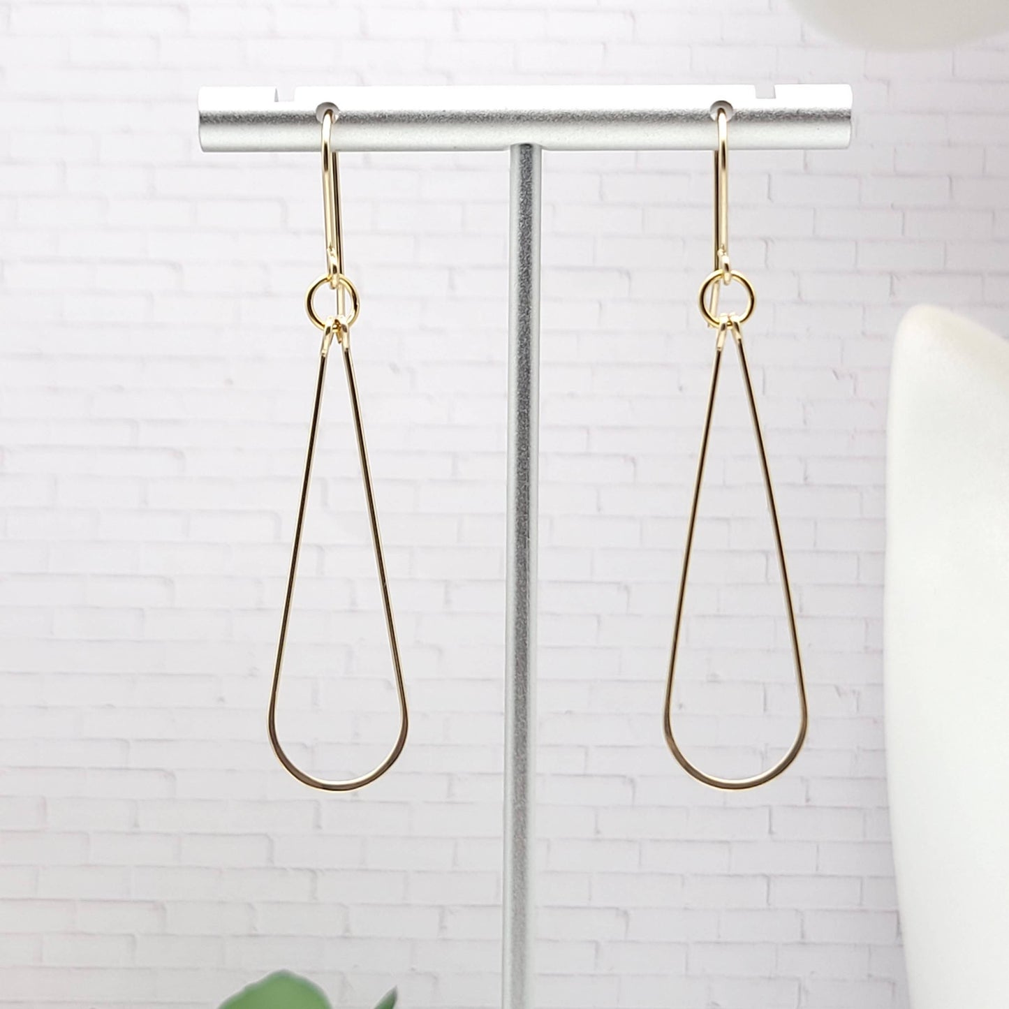 Long 14k Gold Hoops - Handmade Earrings