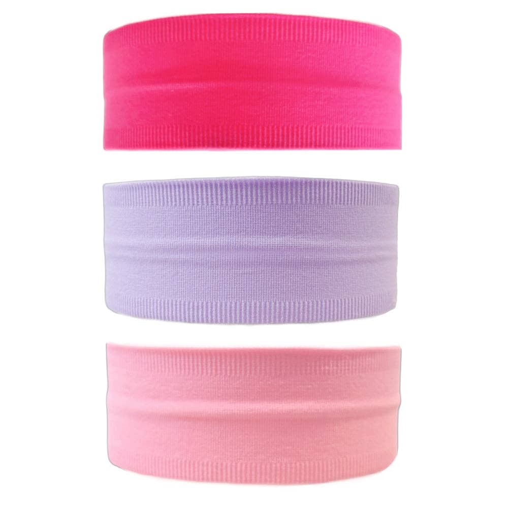 3 Pack of Wide Training Headbands - Purple + Pink + Hot Pink