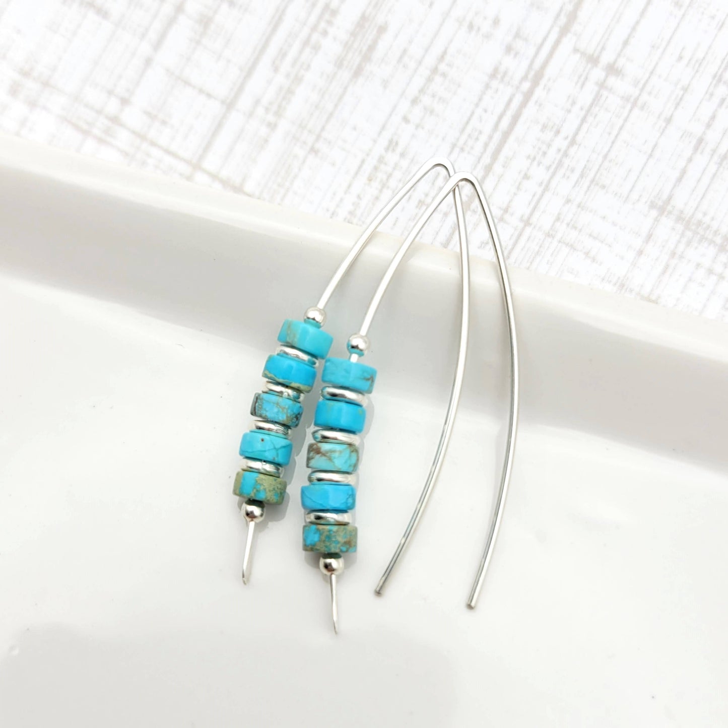 Modern Turquoise and Sterling Silver Threaders