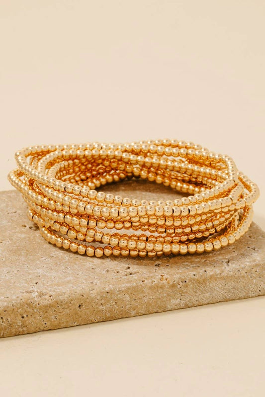 Mini Metallic Beaded Layered Bracelet Set