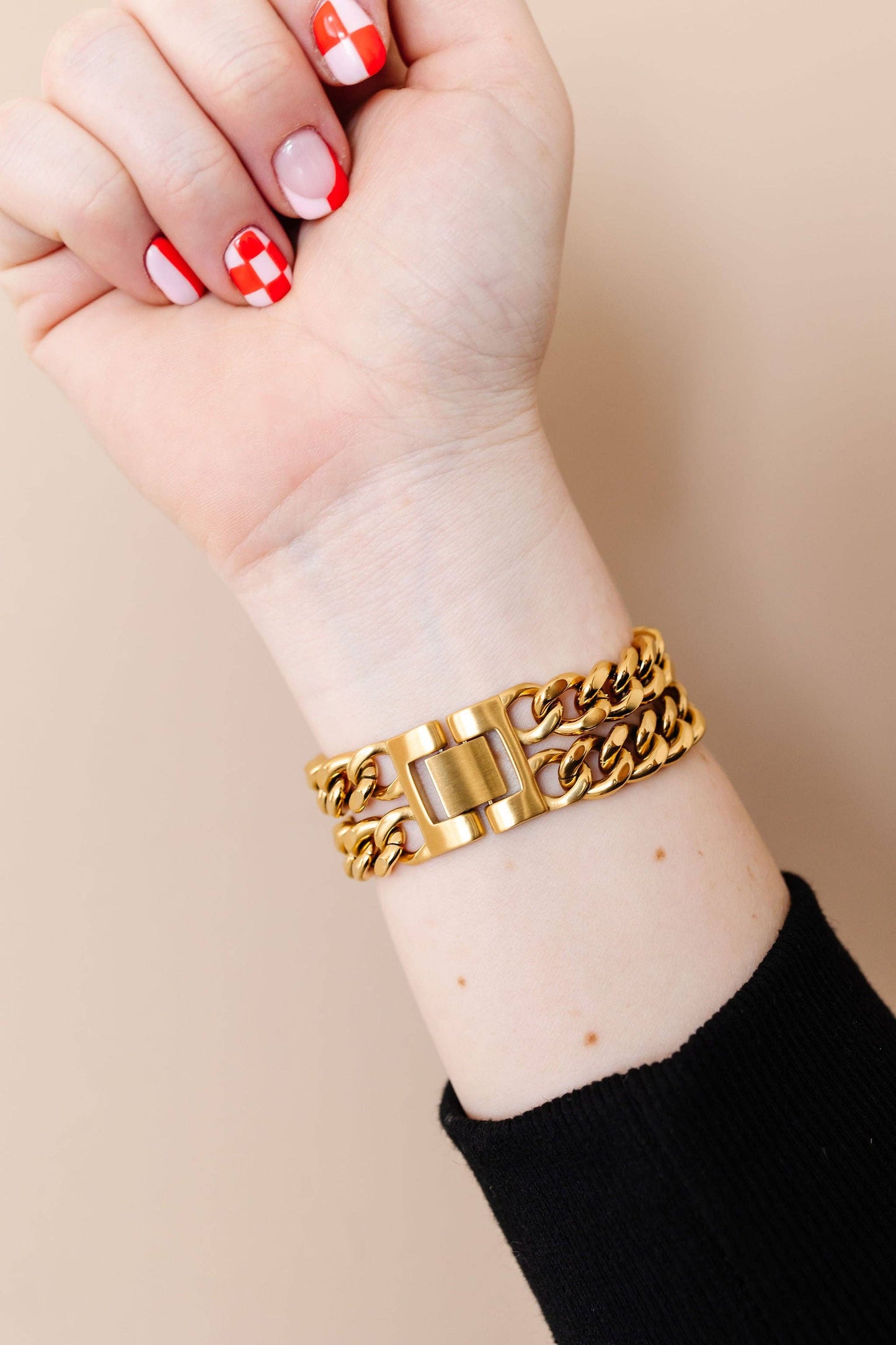 Gold Double Chain Watch Band