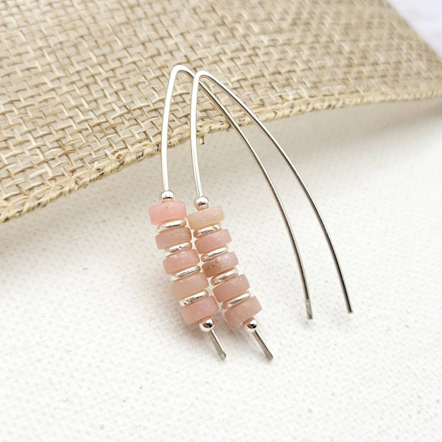 Pink Opal and Sterling Silver Threader Earrings