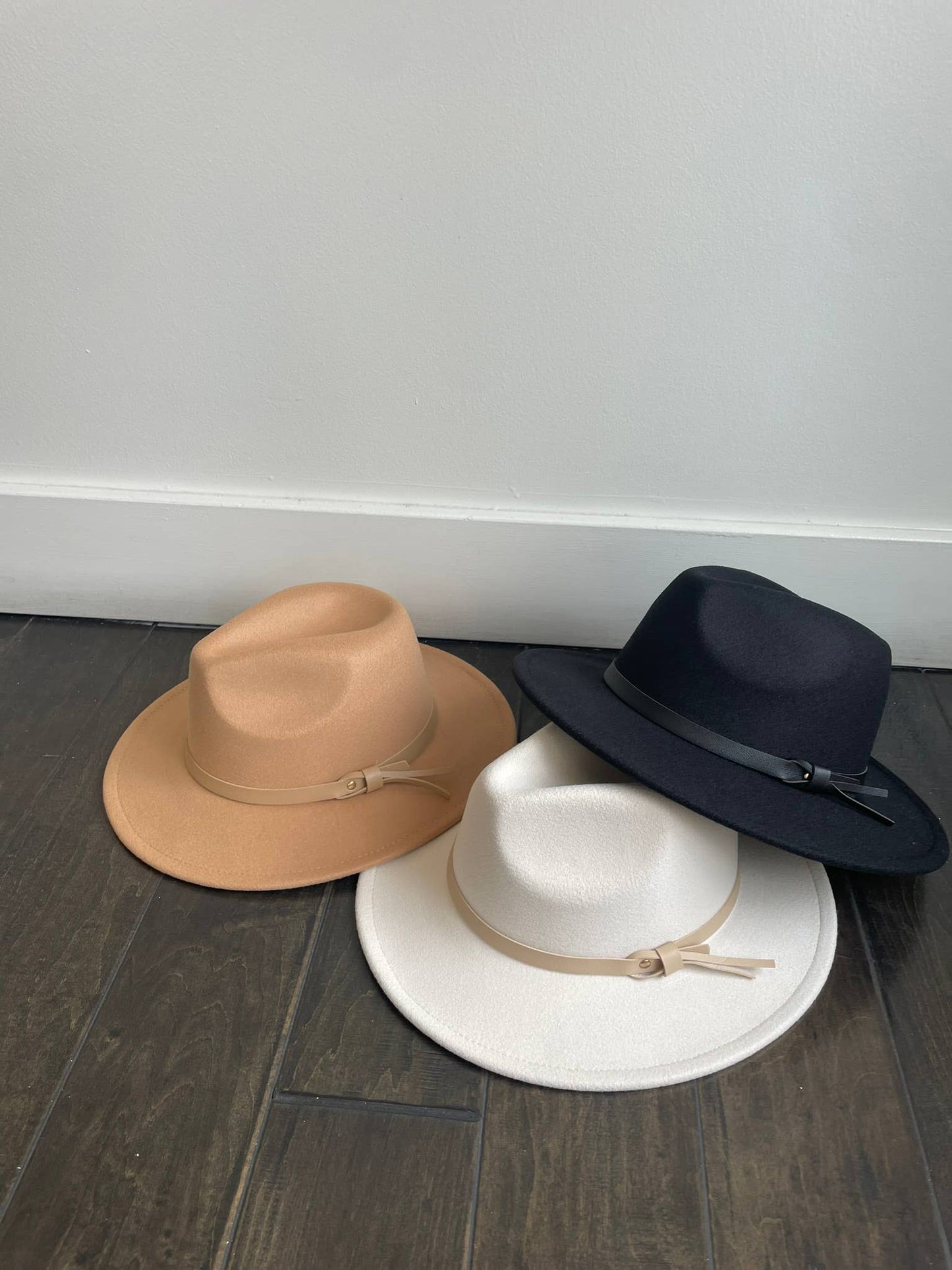 Vegan Felt Short Brim, Fedora Hat with Faux Leather Band