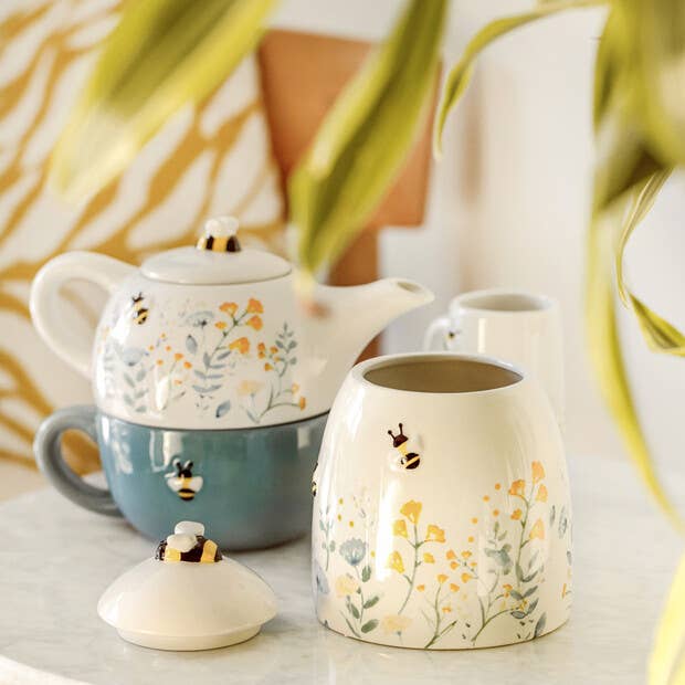 Floral Ceramic Teapot and Mug Set