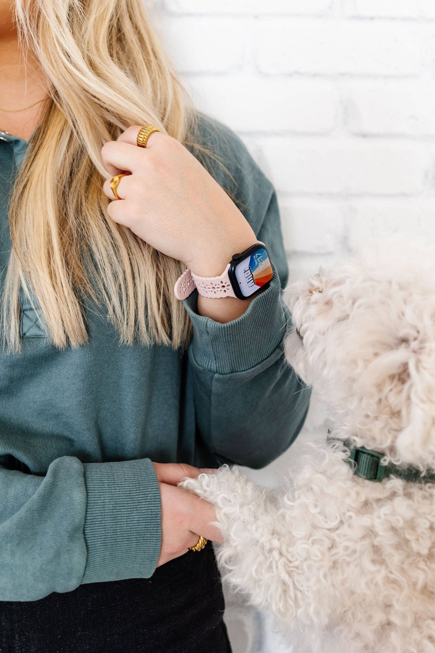 Blush Pink Floral Silicone Apple Watch Band