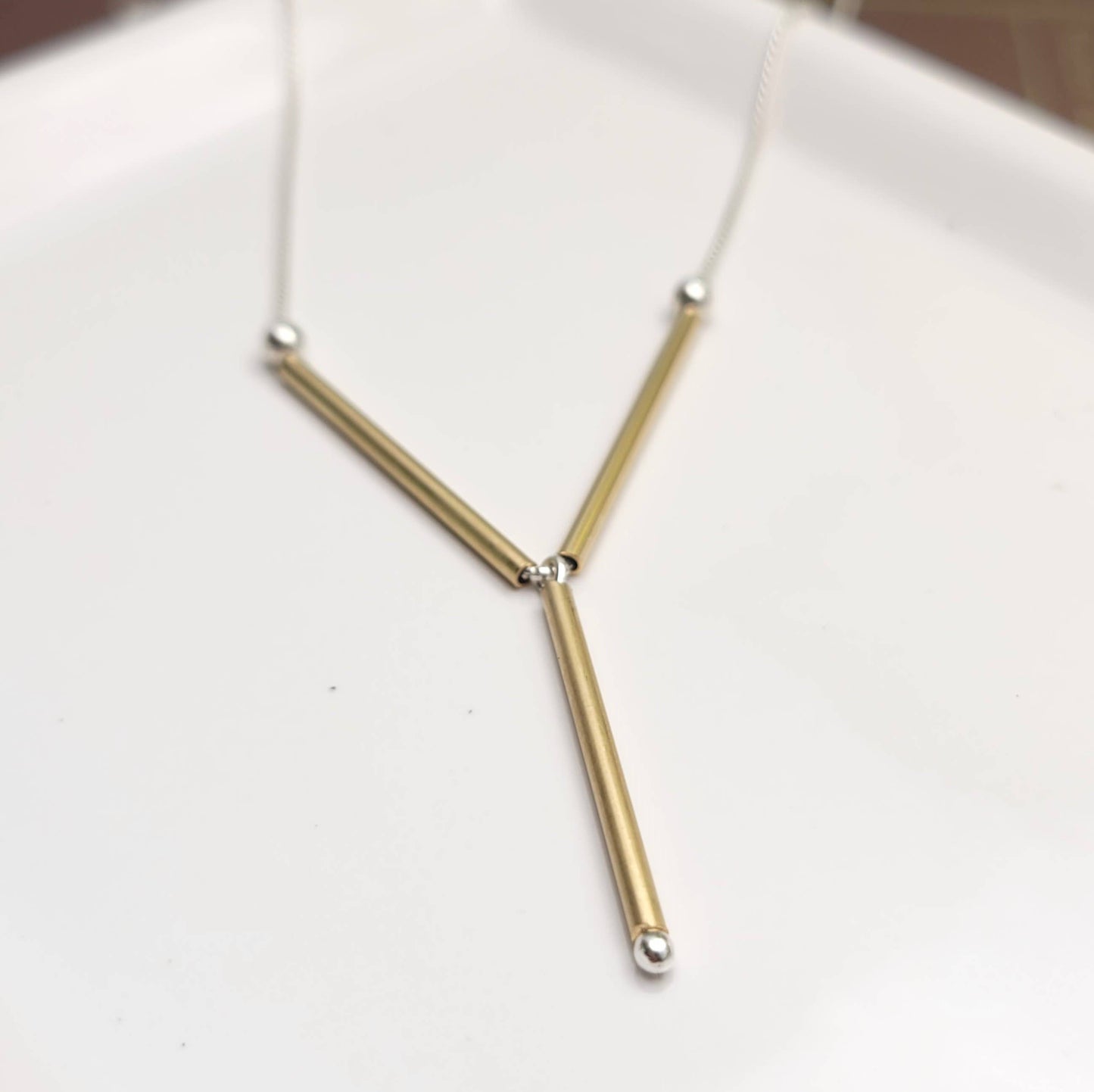 Sterling Silver, 14K Gold Lariat Necklace