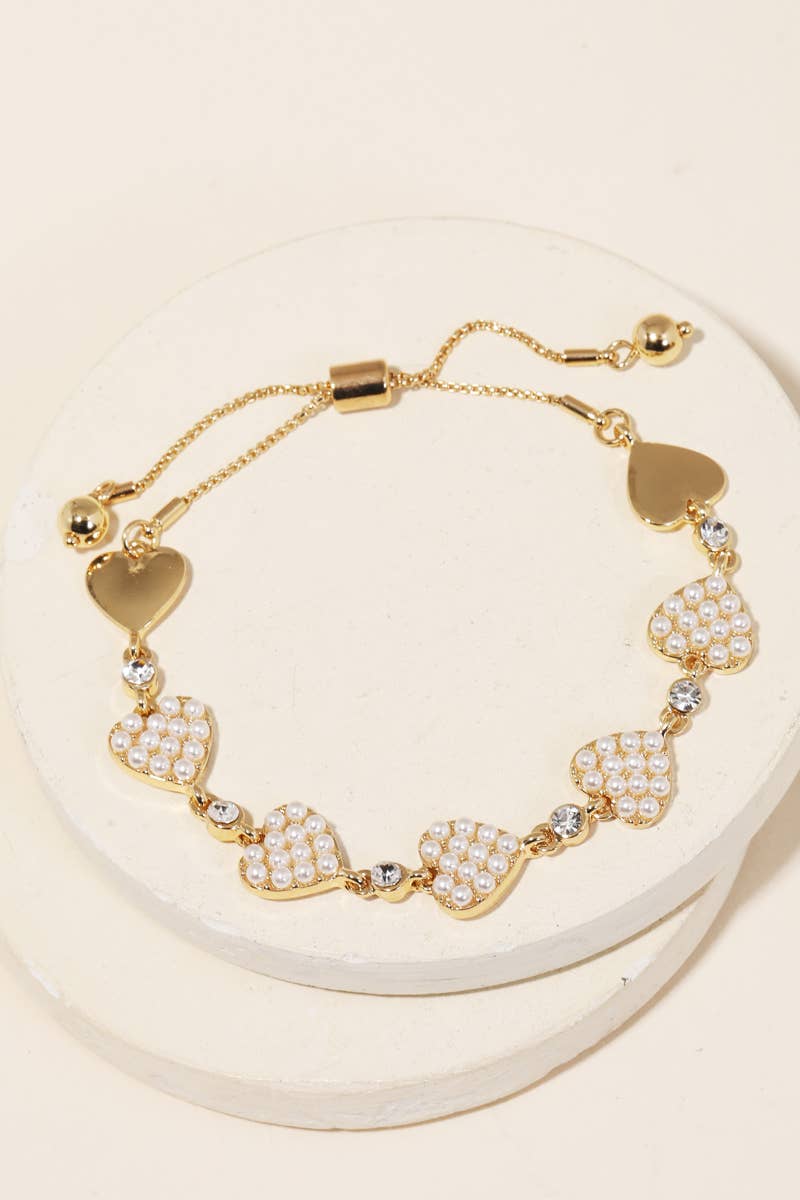 Pave Heart Adjustable Bracelet