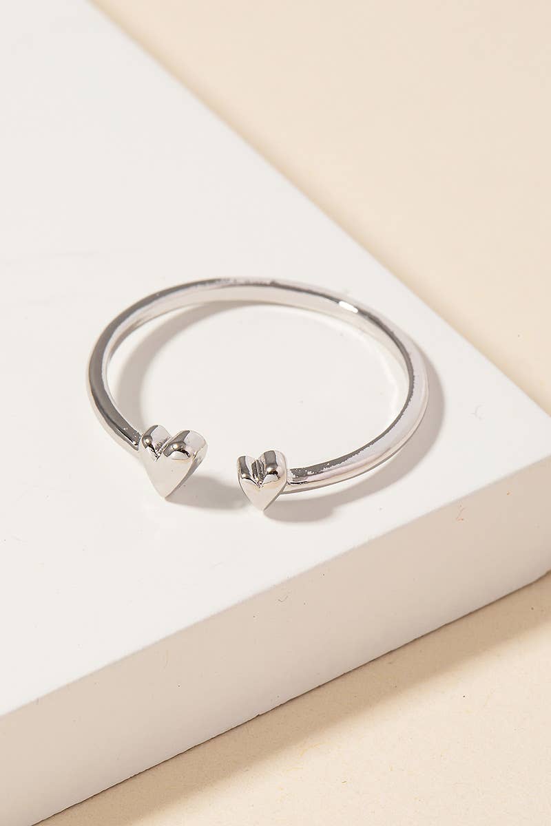 Delicate Double Heart Open Ring