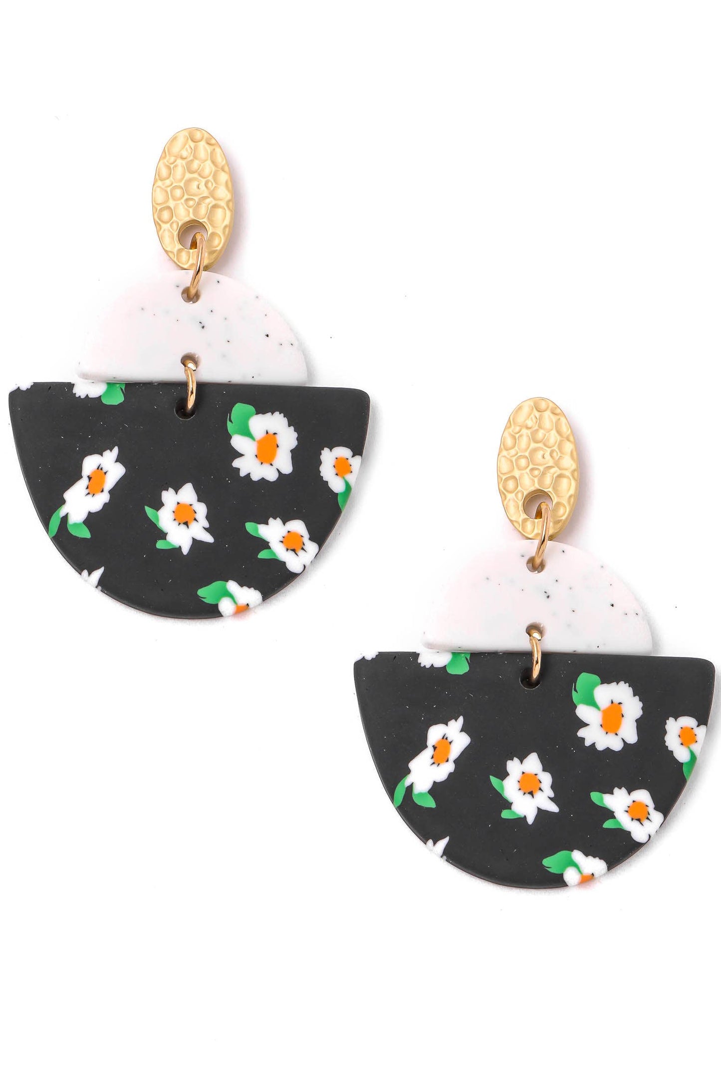 Acetate Flower Clay Drop Earrings