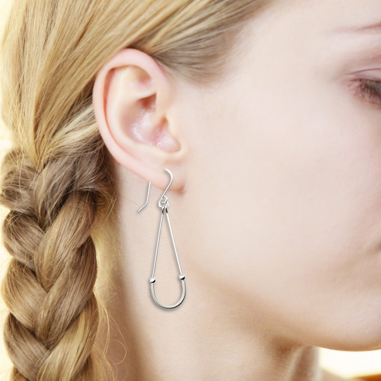 Modern Sterling Silver Coil Hoop Earrings