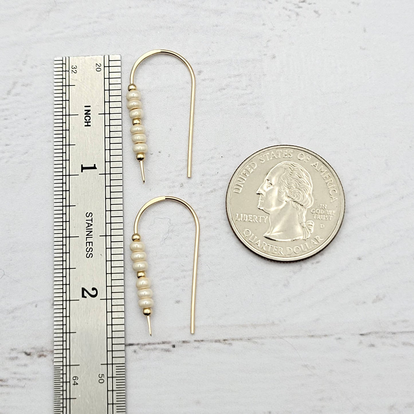 Pearl & Gold Beaded Threader Earrings