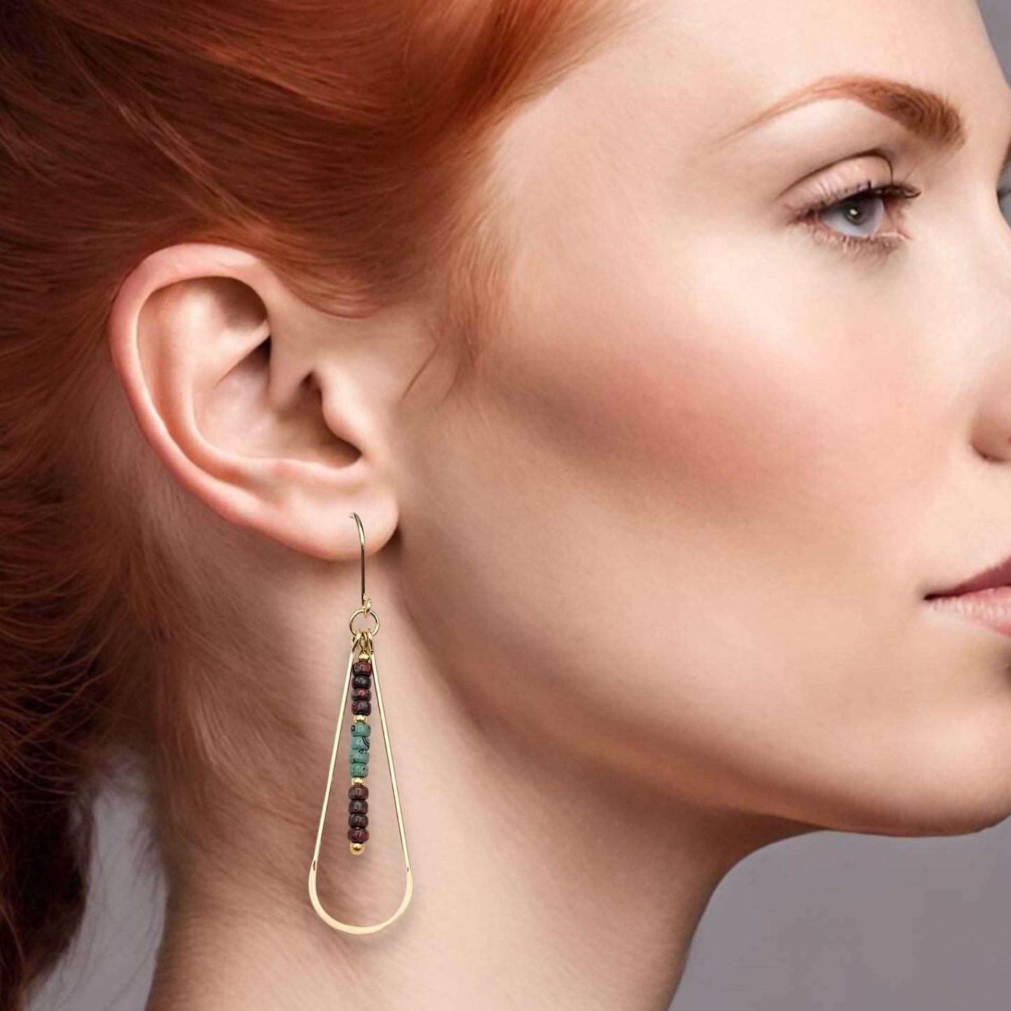 Long 14k Gold Filled Beaded Hoop Earrings
