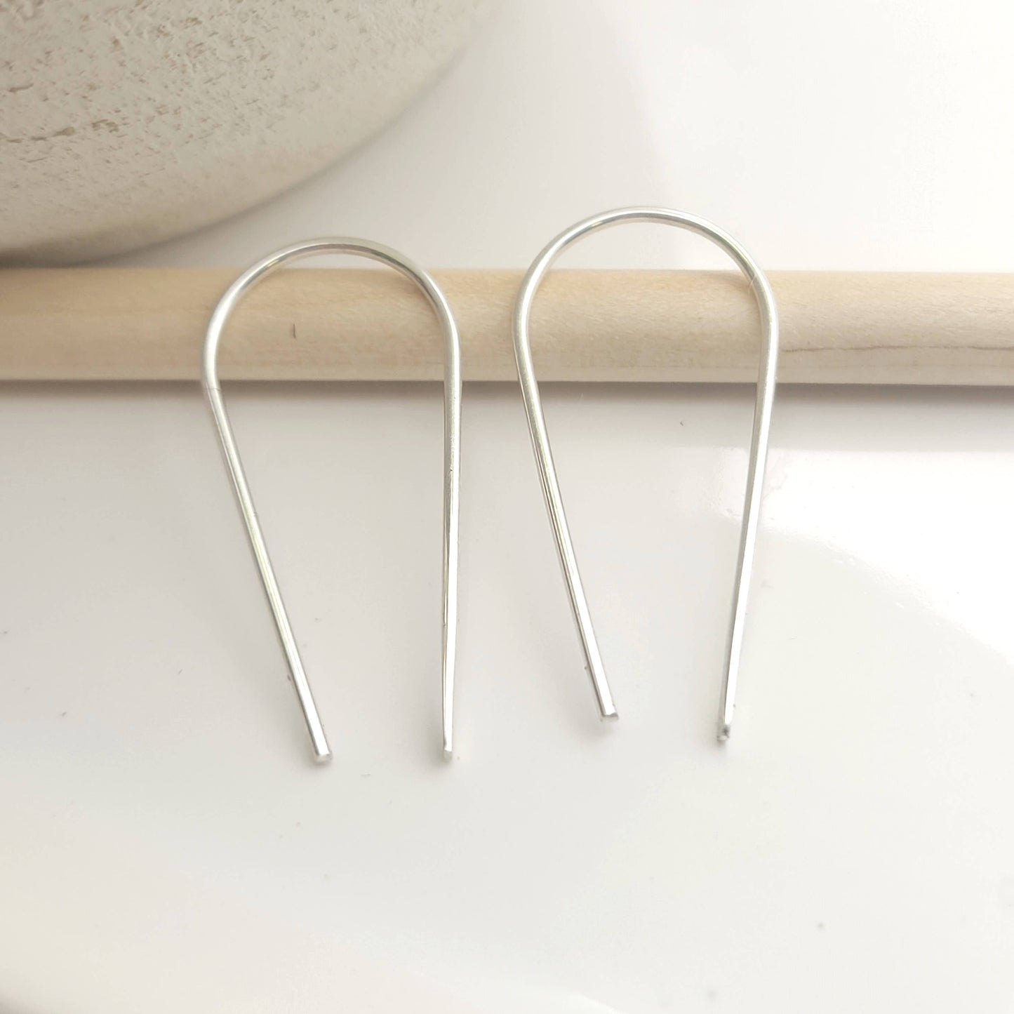 Modern Open Hoop Threader Earrings - Sterling Silver