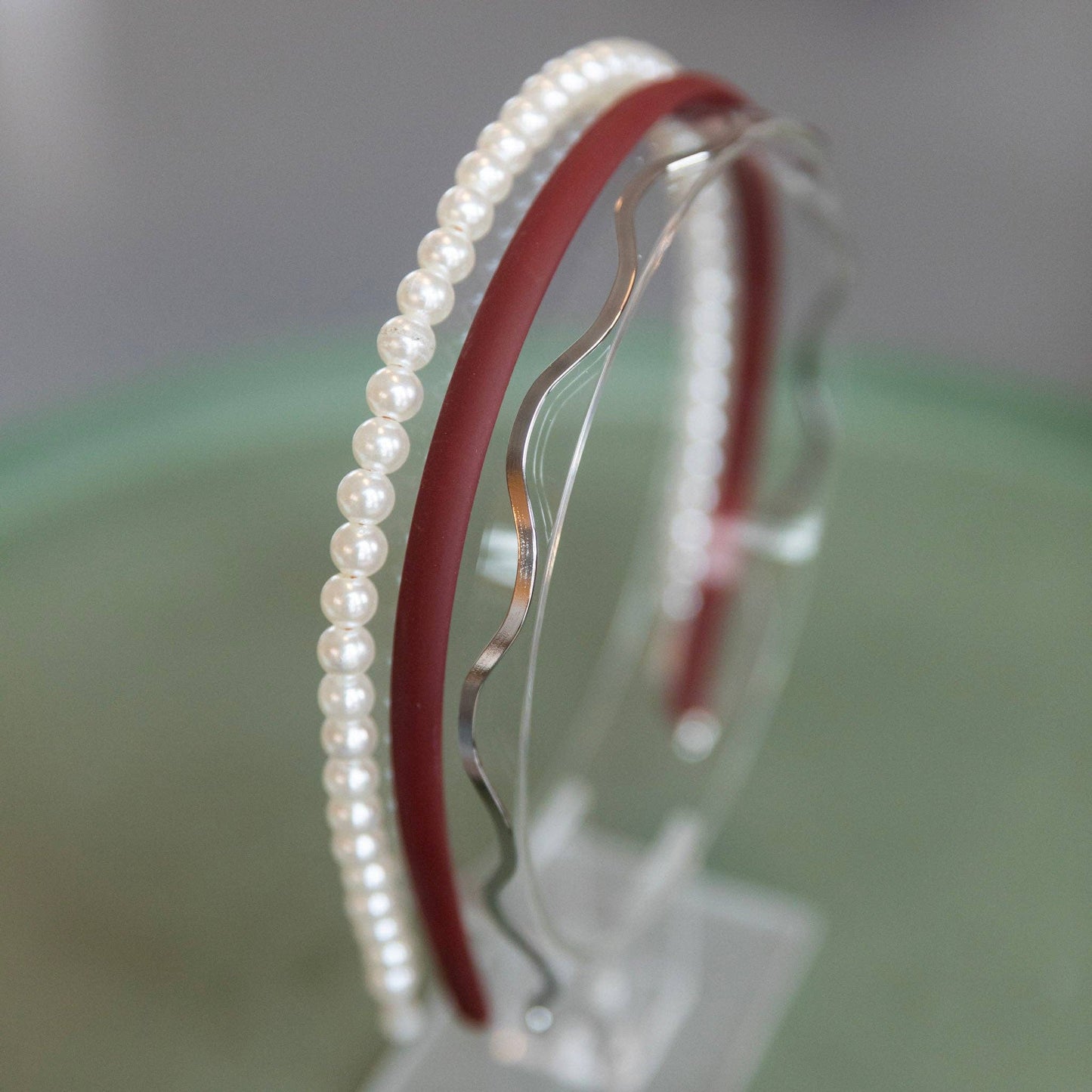 Headband Set - Red + Pearl + Gold