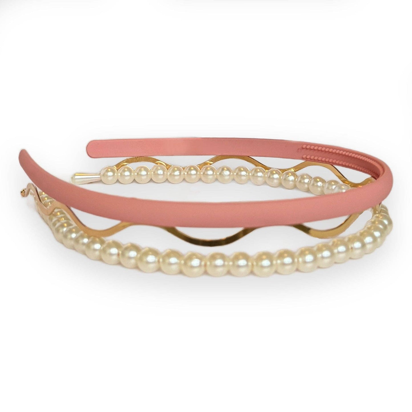 Headband Set - Pink + Pearl + Gold