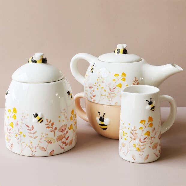 Floral Ceramic Teapot and Mug Set