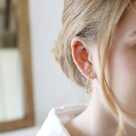 SALE Small Teardrop Hoop Earrings In Silver