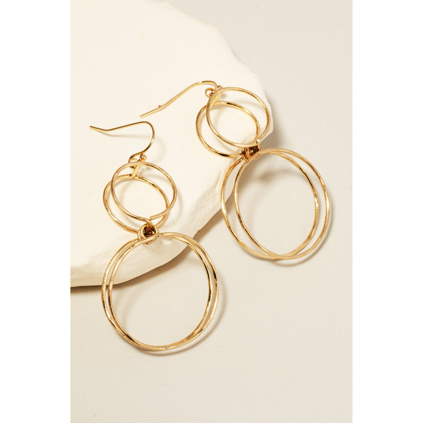 Layered Double Hoop Dangle Hook Earrings