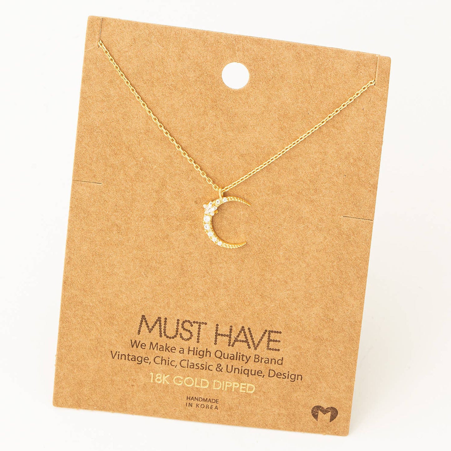 Pave Moon Pendant Necklace
