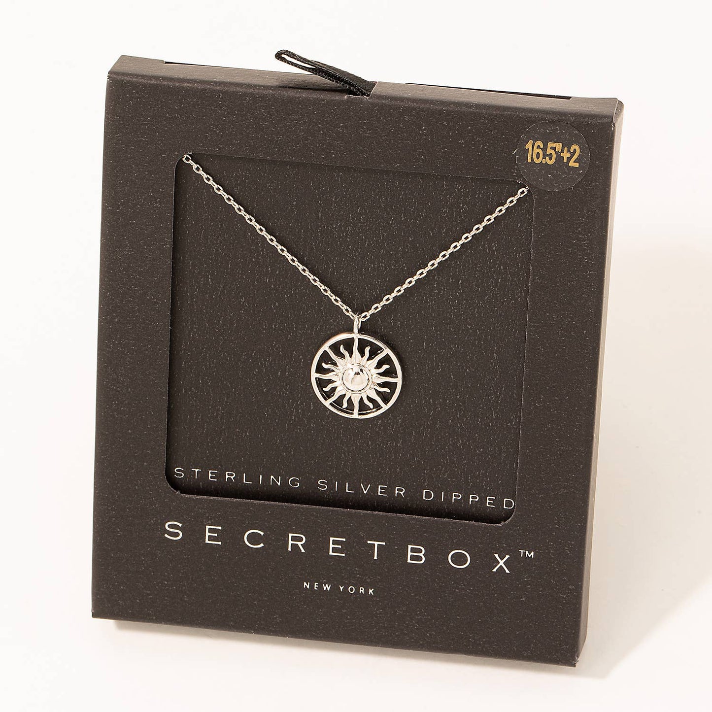 Secret Box Gold Dipped Circle Sun Pendant Necklace